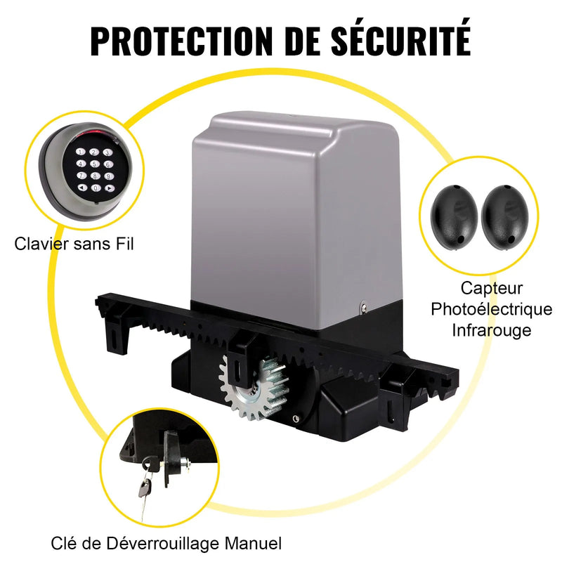 VEVOR automātiskais bīdāmo vārtu atvērējs, līdz 1800 kg un 7 m vārtiem, ar 4 tālvadības pultīm un lietotnes vadību, elektriskais piedziņas motors ar pilnu uzstādīšanas un drošības sistēmas komplektu