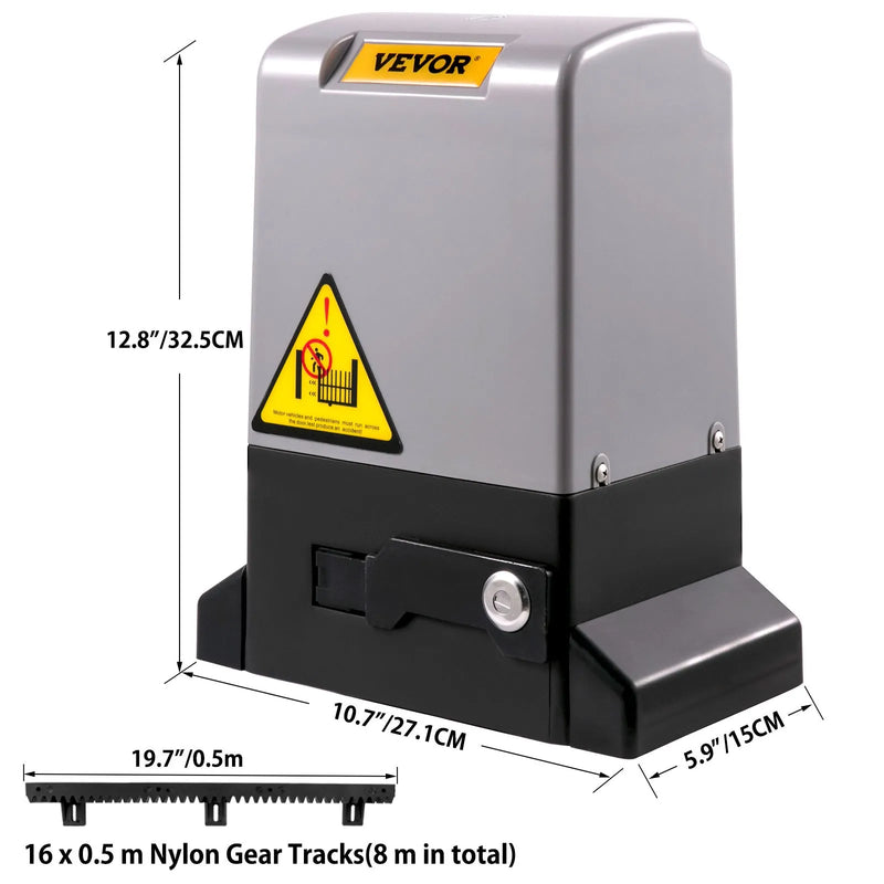 VEVOR automātiskais bīdāmo vārtu atvērējs, līdz 1800 kg un 8 m vārtiem, ar 4 tālvadības pultīm un lietotnes vadību, elektriskais piedziņas motors ar pilnu uzstādīšanas un drošības sistēmas komplektu