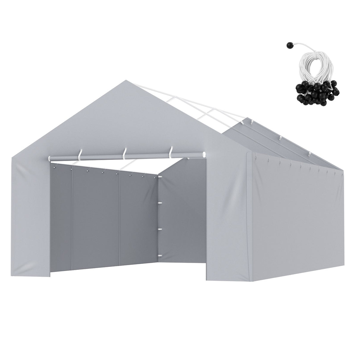 VEVOR nojumes sānsiena 3,96 × 6,10 м, pelēka, ūdensizturīga, UV aizsardzība, viegla uzstādīšana - bez jumta un rāmja