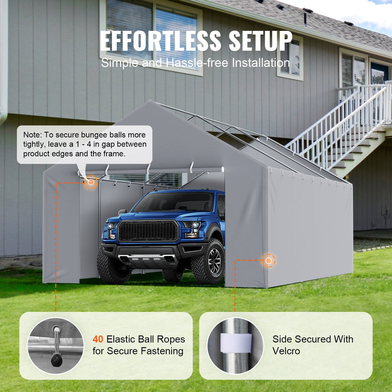 VEVOR nojumes sānsiena 3,96 × 6,10 m, pelēka, ūdensizturīga, UV aizsardzība, viegla uzstādīšana – bez jumta un rāmja