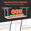 Piekaramais griestu uzglabāšanas plaukts, regulējams auksti velmēta tērauda konstrukcijā, balts, 272 kg, 91 × 244 × 56–102 cm