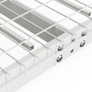 Piekaramais griestu uzglabāšanas plaukts, regulējams auksti velmēta tērauda konstrukcijā, balts, 272 kg, 122 × 244 × 56–102 cm