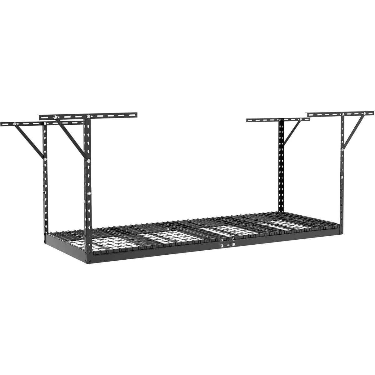 Piekaramais griestu uzglabāšanas plaukts, regulējams auksti velmēta tērauda konstrukcijā, melns, 272 kg, 91 × 244 × 56-102 cm