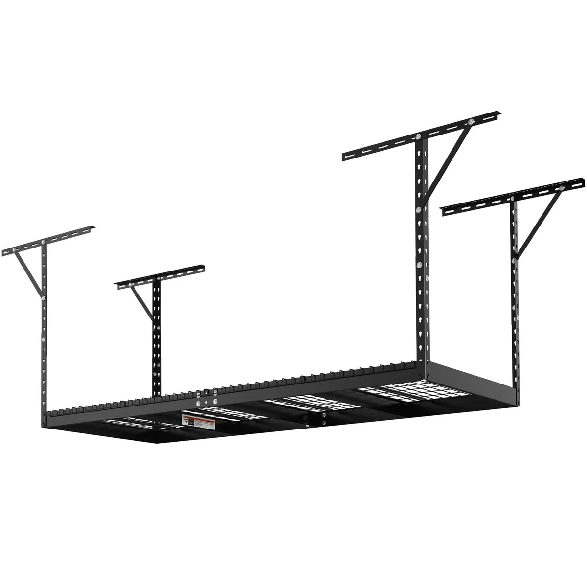 Piekaramais griestu uzglabāšanas plaukts, regulējams auksti velmēta tērauda konstrukcijā, melns, 272 kg, 91 × 244 × 56-102 cm