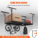 Piekaramais griestu uzglabāšanas plaukts, regulējams auksti velmēta tērauda konstrukcijā, melns, 272 kg, 122 × 244 × 56–102 cm