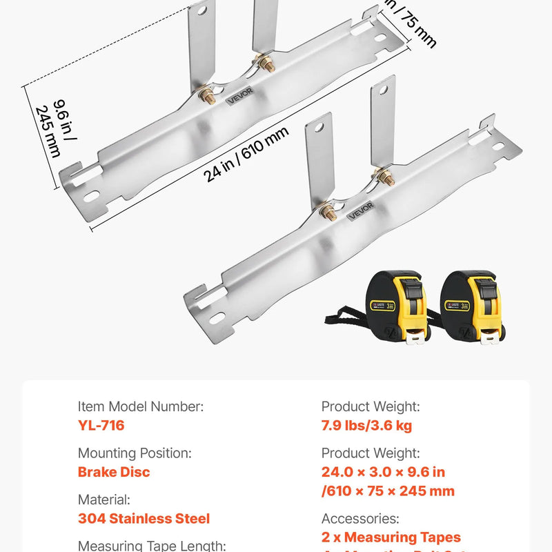 VEVOR riteņu savirzes regulēšanas instruments, 2 gab. pastiprinātas nerūsējošā tērauda savirzes plāksnes ar 2 mērlentēm, precīzs automobiļu riteņu regulēšanas rīks lietošanai mājas apstākļos, piemērots vieglajiem auto, kravas automobiļiem un SUV