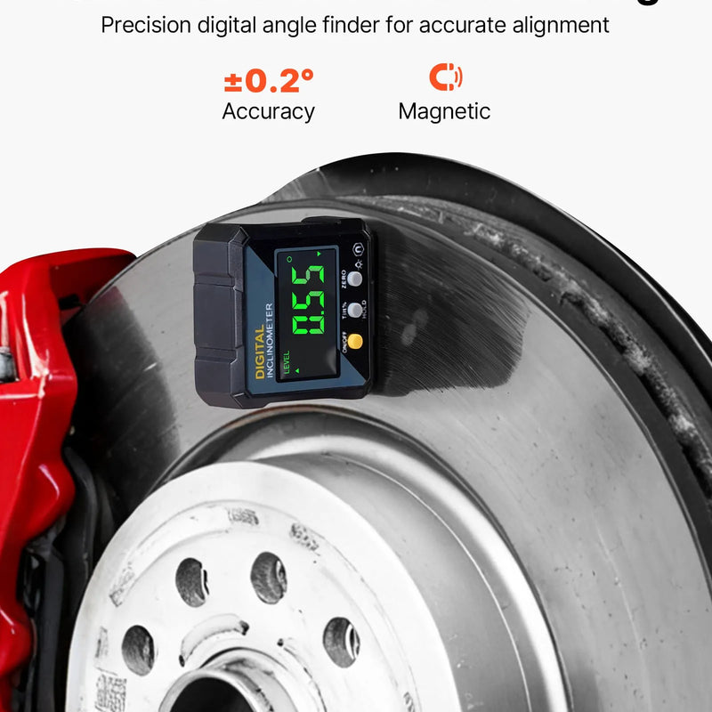 VEVOR riteņu savirzes regulēšanas instruments, 2 gab., pastiprinātas oglekļa tērauda savirzes un sagāzuma regulēšanas plāksnes ar digitālo leņķa mērītāju un 2 mērlentēm, precīzs auto riteņu regulēšanas rīks automašīnām, kravas auto un SUV
