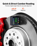 VEVOR riteņu savirzes regulēšanas instruments, 2 gab., pastiprinātas oglekļa tērauda savirzes un sagāzuma regulēšanas plāksnes ar digitālo leņķa mērītāju un 2 mērlentēm, precīzs auto riteņu regulēšanas rīks automašīnām, kravas auto un SUV