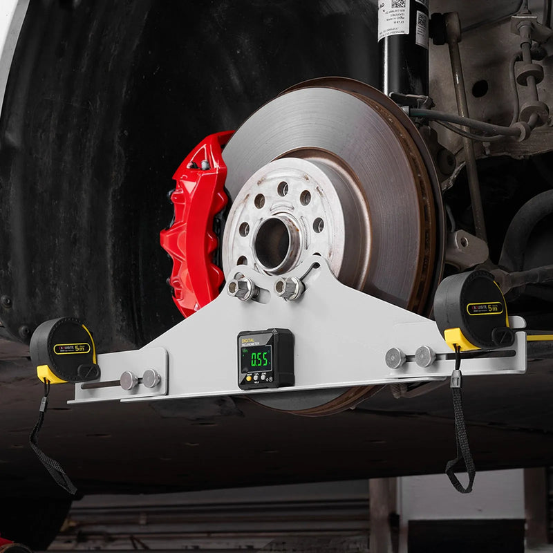 VEVOR riteņu savirzes regulēšanas instruments, 2 gab., pastiprinātas oglekļa tērauda savirzes un sagāzuma regulēšanas plāksnes ar digitālo leņķa mērītāju un 2 mērlentēm, precīzs auto riteņu regulēšanas rīks automašīnām, kravas auto un SUV