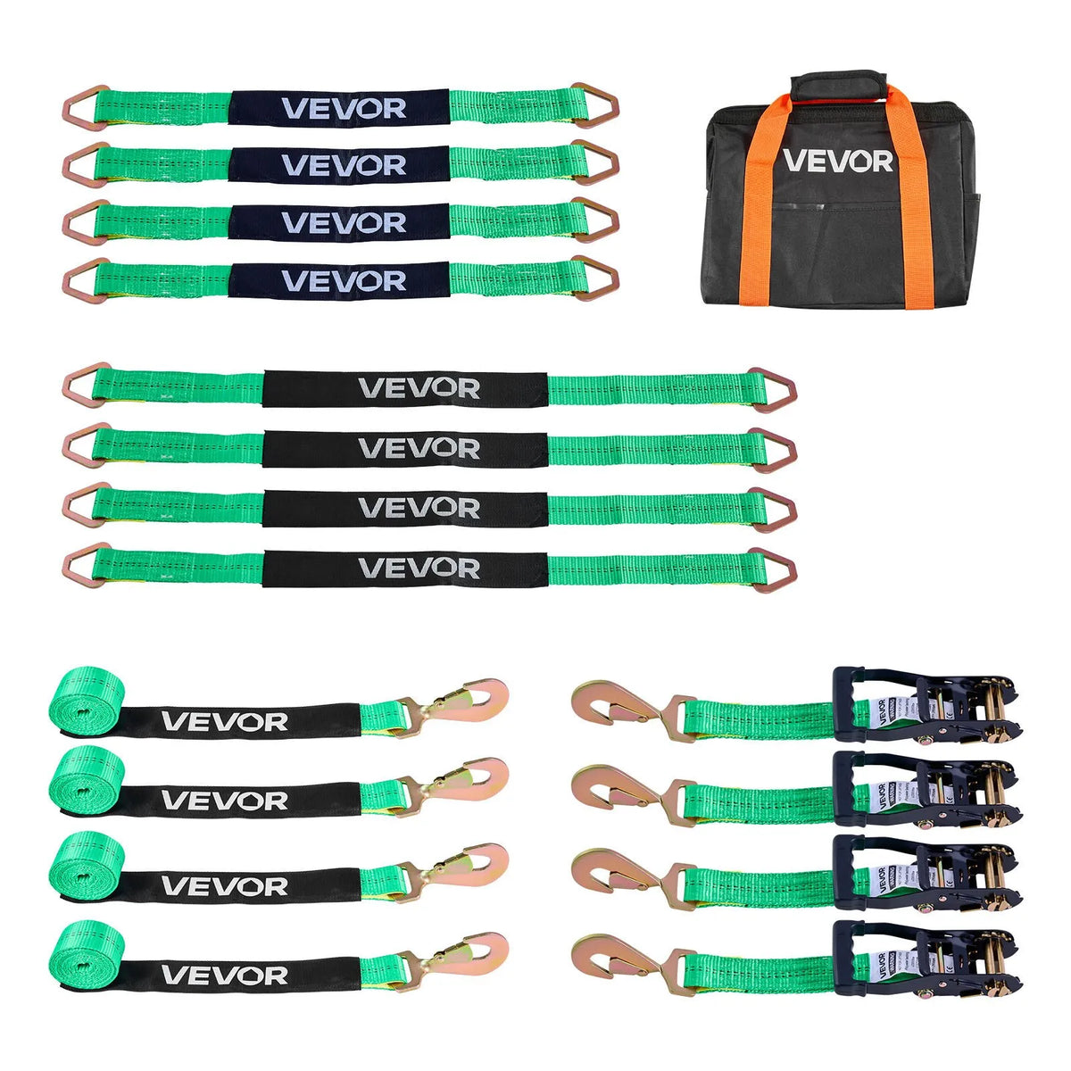 VEVOR Wheel Chock Mounting Kit, Axle Type Trailer Tie-Down Straps, Vehicle Securing System with Spring Hooks, Working Load 1512 kg, Breaking Strength 4540 kg, Suitable for ATV, UTV and Trailers