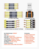 VEVOR riteņa balsta tipa nostiprināšanas komplekts, ass tipa piekabes nostiprināšanas siksnas ar sprūdrata mehānismu, pārrāvuma slodze 4540 kg, darba slodze 1512 kg, piemērots ATV, UTV un smagajiem pikapiem