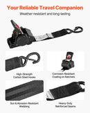 VEVOR riteņa fiksācijas nostiprināšanas komplekts, fiksēta tipa piekabes nostiprināšanas siksnas ar S veida āķiem, pārrāvuma slodze 748 kg, darba slodze 250 kg, piemērots motocikliem, laivām, sniega motocikliem un piekabēm