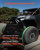 VEVOR riteņa fiksācijas un nostiprināšanas komplekts, balsta tipa piekabes nostiprināšanas siksnas ar sprādzi, pārrāvuma slodze 1986,7 kg, darba slodze 662 kg, piemērots motocikliem, ATV, UTV un piekabēm