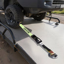 VEVOR riteņu fiksatora nostiprināšanas komplekts, riepu tipa nostiprināšanas siksna piekabēm, transportlīdzekļu nostiprināšanas sistēma ar plakaniem āķiem, darba slodze 1512 kg, pārrāvuma izturība 4540 kg, paredzēta ATV, SUV, motocikliem un piekabēm