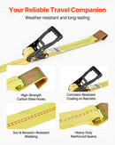 VEVOR riteņu fiksatora nostiprināšanas komplekts, riepu tipa motociklu nostiprināšanas sistēma, transportlīdzekļu nostiprināšanas siksnas ar plakaniem āķiem, darba slodze 1512 kg, pārrāvuma izturība 4540 kg, paredzēta ATV, SUV un piekabēm