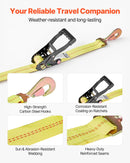 VEVOR riteņa fiksācijas un nostiprināšanas komplekts, riepas tipa piekabes nostiprināšanas siksnas ar atsperes tipa āķi, pārrāvuma slodze 4540 kg, darba slodze 1512 kg, piemērots motocikliem, ATV, SUV un piekabēm