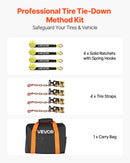 VEVOR riteņa fiksācijas un nostiprināšanas komplekts, riepas tipa vilkšanas ratiņu siksnas ar pastiprinātu āķi, pārrāvuma slodze 4540 kg, darba slodze 1512 kg, piemērots motocikliem, ATV, SUV un sniega motocikliem