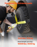 VEVOR riteņa fiksācijas un nostiprināšanas komplekts, riepas tipa vilkšanas ratiņu siksnas ar pastiprinātu āķi, pārrāvuma slodze 4540 kg, darba slodze 1512 kg, piemērots motocikliem, ATV, SUV un sniega motocikliem