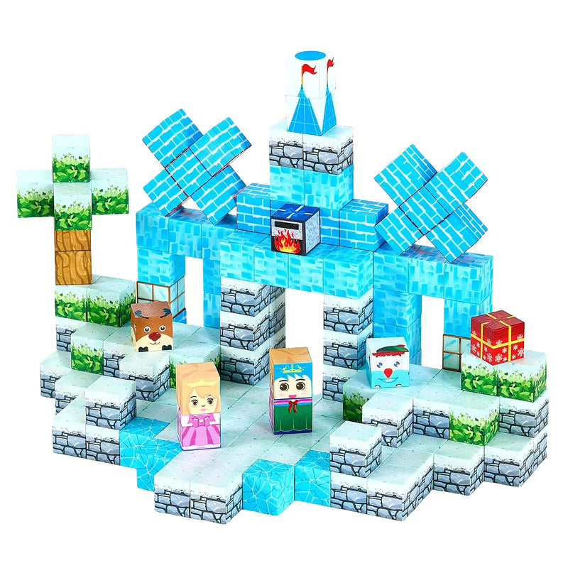 VEVOR magnētisko kluču komplekts, 150 gab. “Ledus pils”, konstrukciju veidošanas kubi bērniem; STEM Montessori rotaļlieta sensorajai attīstībai, piemērota bērniem no 3 gadu vecuma