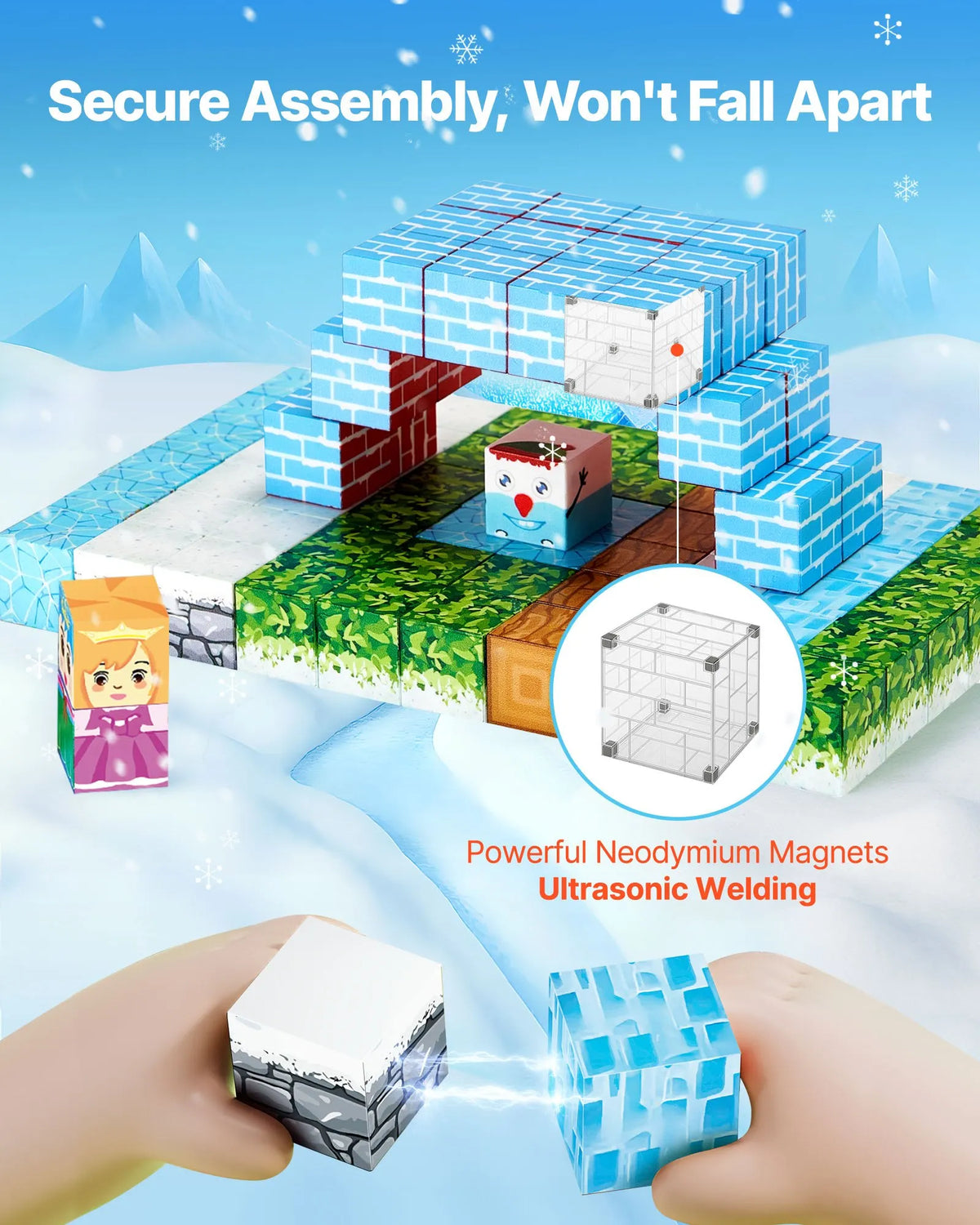 VEVOR Magnetic Building Blocks 150 Pieces Ice Castle STEM Montessori 3+ Years