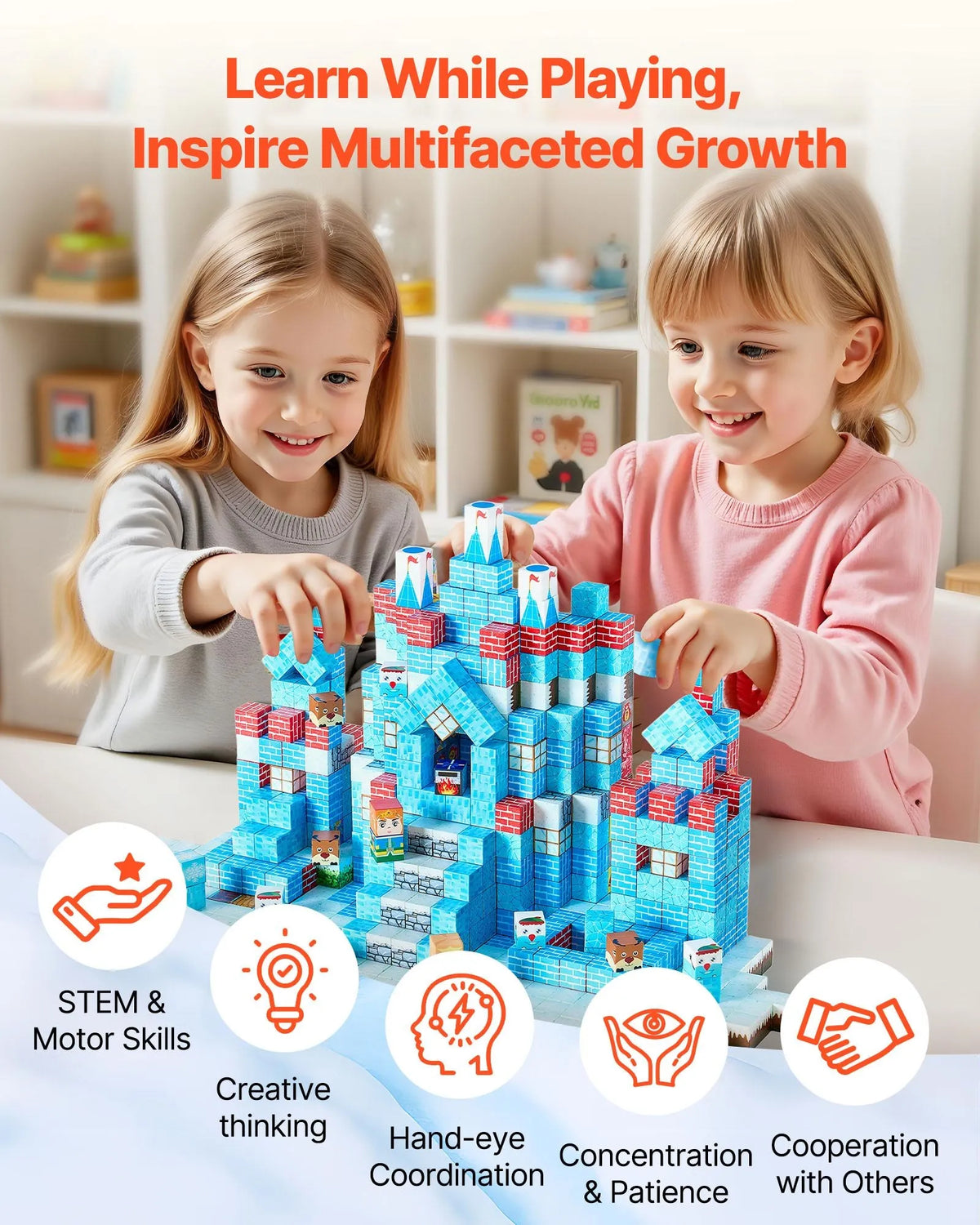 VEVOR Magnetic Building Blocks 150 Pieces Ice Castle STEM Montessori 3+ Years