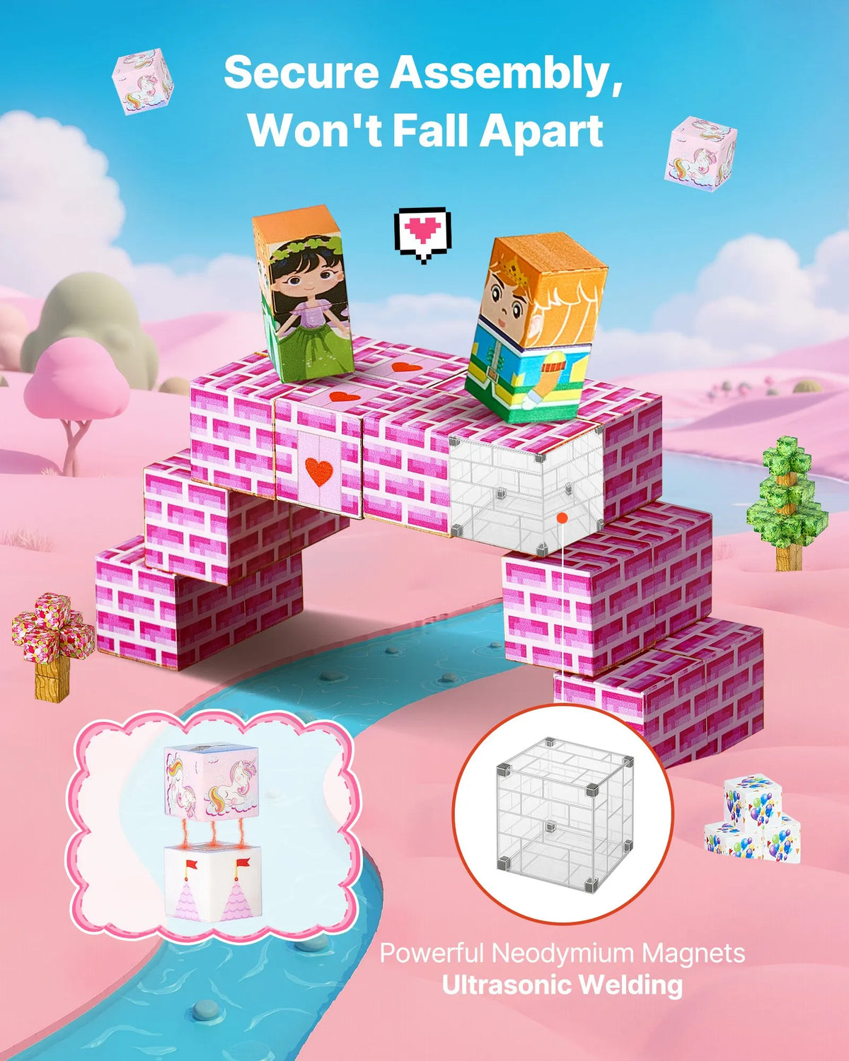 VEVOR Magnetic Building Blocks 100 pcs Princess Castle, STEM Montessori, from 3 years