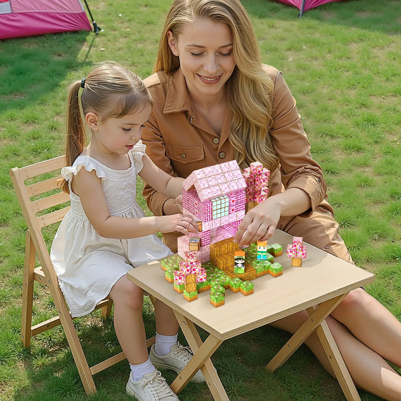 VEVOR magnētisko kluču komplekts, 100 gab., “Princesēšu pils” tēma; magnētiskie būvkubi bērniem, STEM Montessori sensorā rotaļlieta bērniem no 3 gadu vecuma