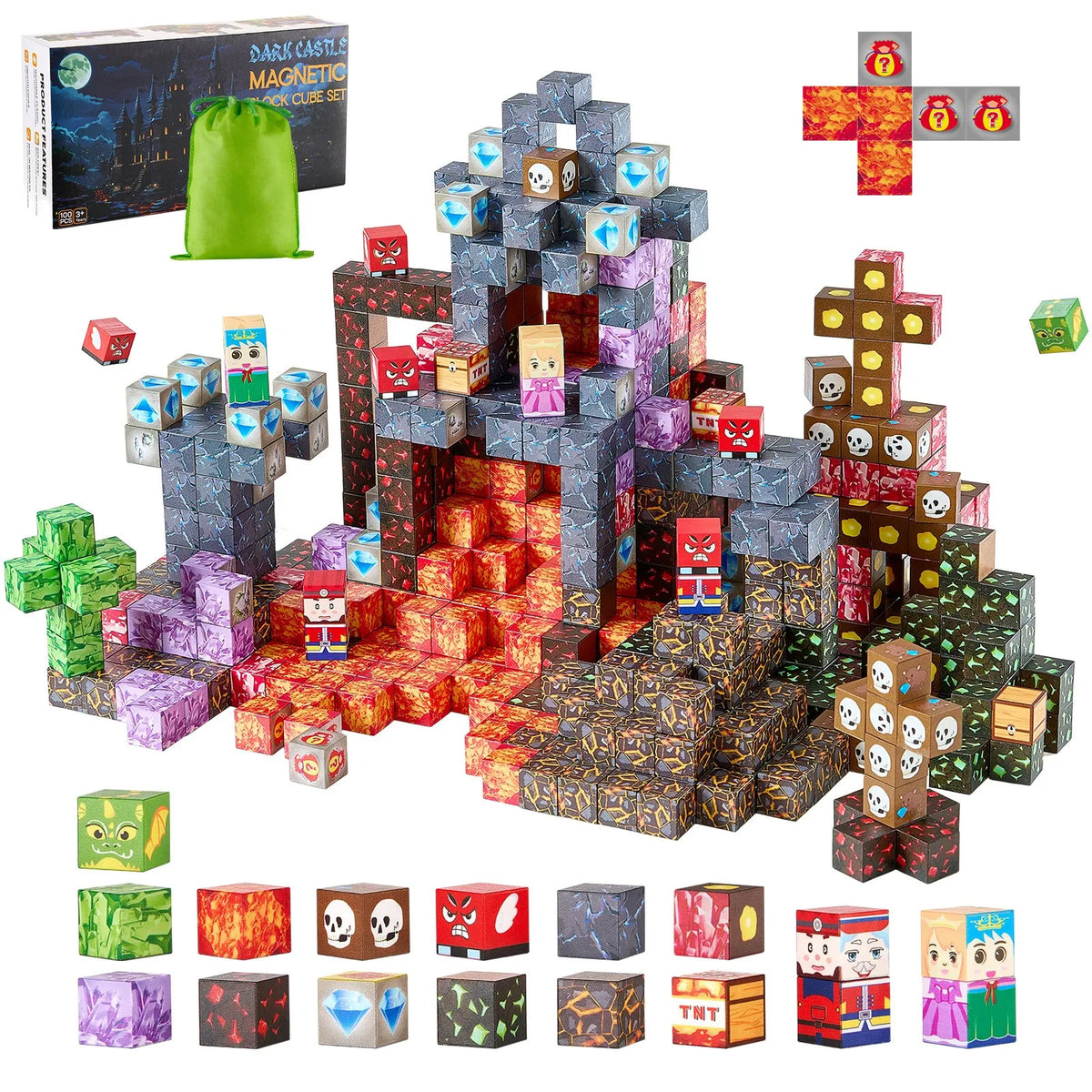 VEVOR Magnetic Building Blocks 100 pcs Dark Castle, STEM Montessori, from 3 years