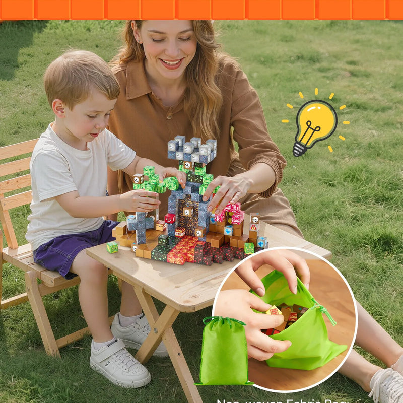 VEVOR magnētisko kluču komplekts, 100 gab., “Tumšās pils” tēma, magnētiskie būvkubi bērniem; STEM Montessori sensorā rotaļlieta bērniem no 3 gadu vecuma