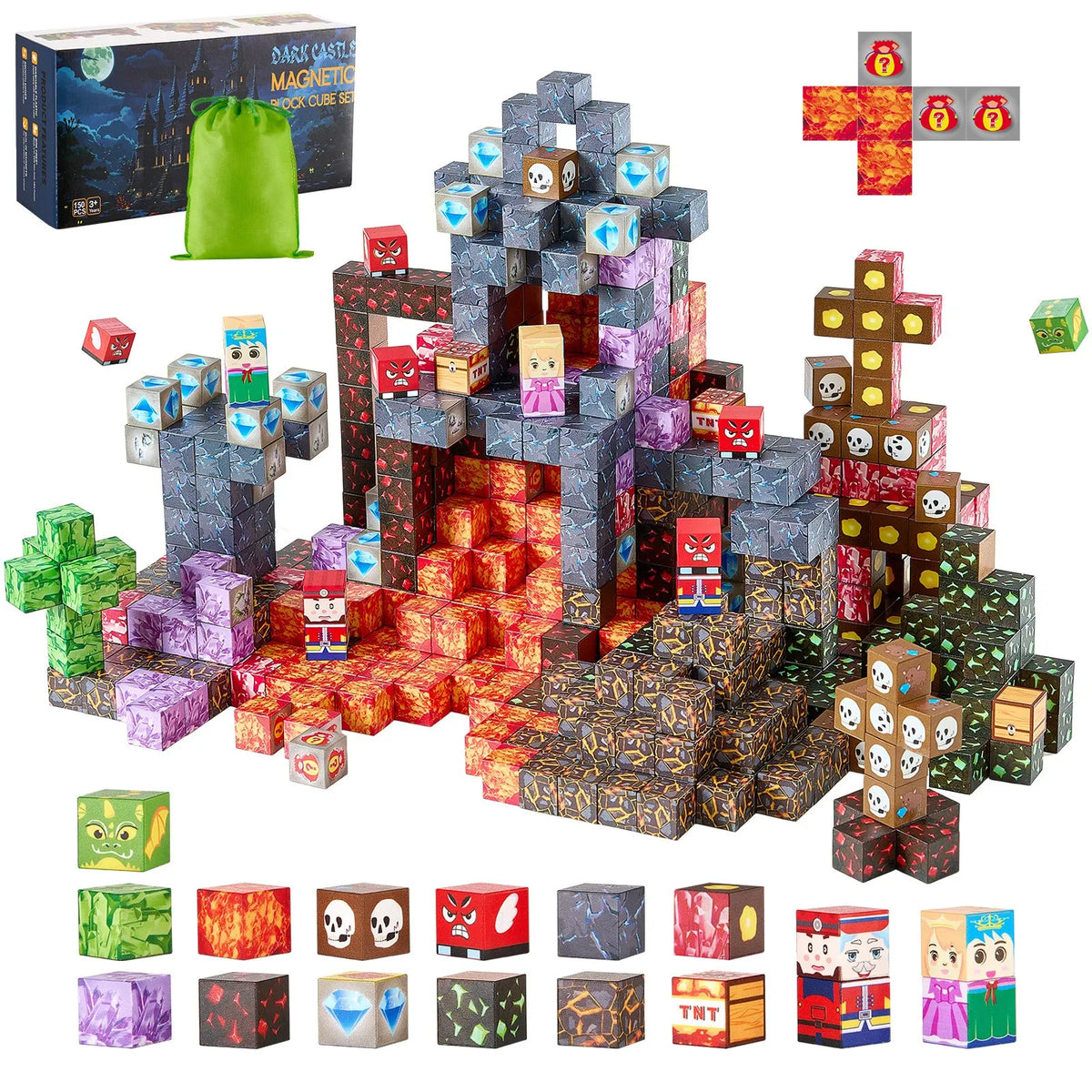 VEVOR Magnetic Building Blocks 150 pcs Dark Castle, STEM Montessori, from 3 years