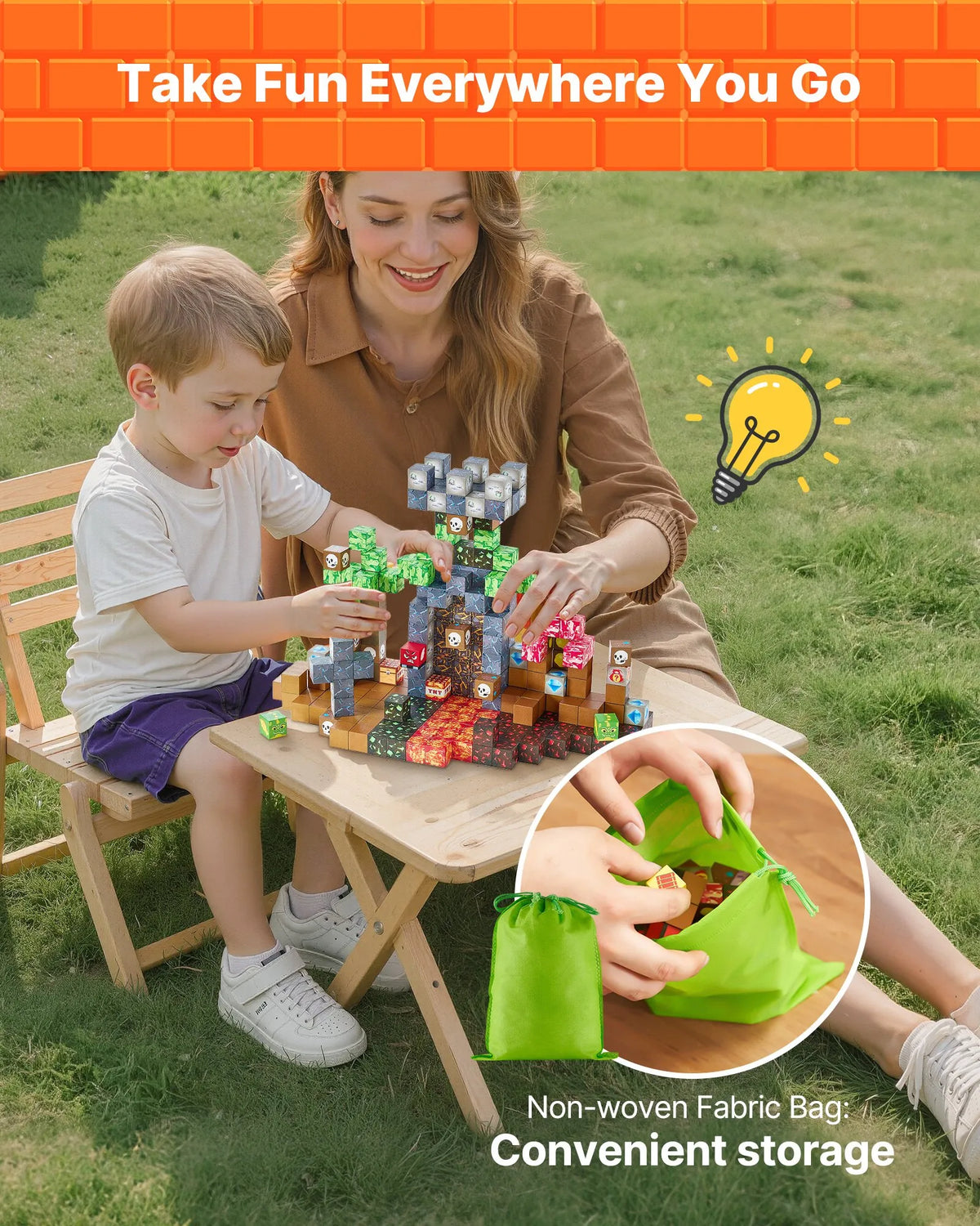 VEVOR Magnetic Building Blocks 150 pcs Dark Castle, STEM Montessori, from 3 years