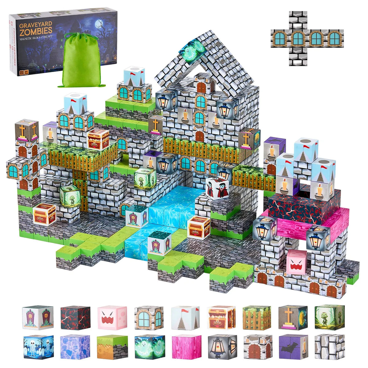 VEVOR Magnetic Building Blocks 100 pcs Coffin Zombies, STEM Montessori, from 3 years