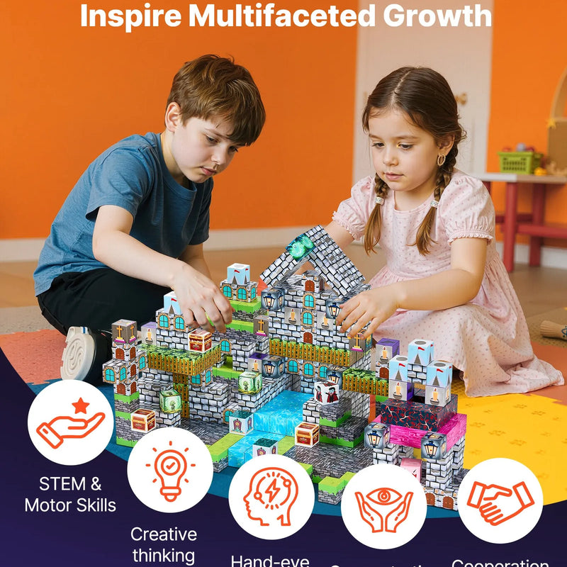 VEVOR magnētisko kluču komplekts, 100 gab., “Kapsētas zombiju” tēma, magnētiskie būvkubi bērniem; STEM Montessori sensorā rotaļlieta bērniem no 3 gadu vecuma