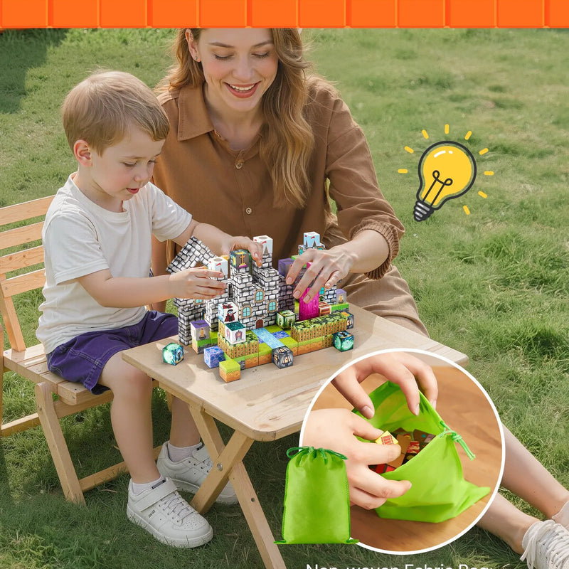 VEVOR magnētisko kluču komplekts, 100 gab., “Kapsētas zombiju” tēma, magnētiskie būvkubi bērniem; STEM Montessori sensorā rotaļlieta bērniem no 3 gadu vecuma