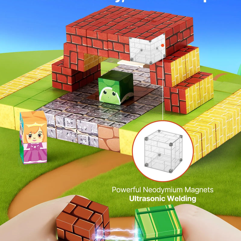 VEVOR magnētisko kluču komplekts, 100 gab., bērnu konstrukciju magnētiskie kubi; STEM Montessori sensorā rotaļlieta bērniem no 3 gadu vecuma