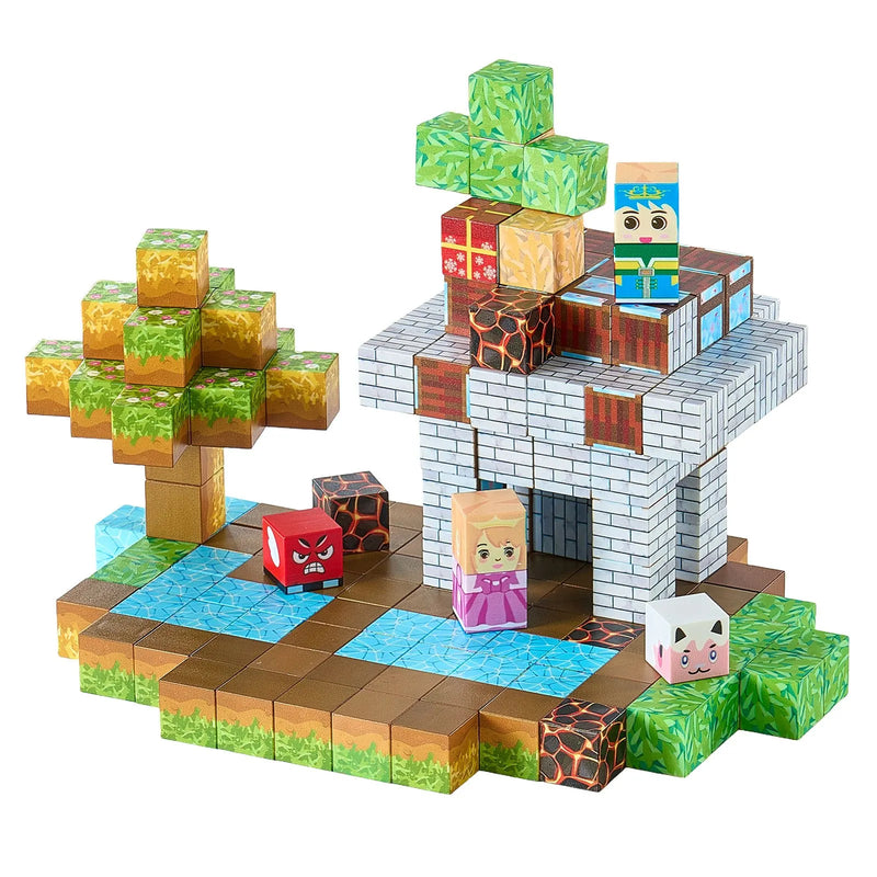 VEVOR magnētisko būvkluču komplekts, 150 gab., Forest Castle tematika, STEM Montessori attīstošās rotaļlietas bērniem, konstrukciju un kaudzē likšanas rotaļlieta zēniem un meitenēm no 3+ gadiem, lieliska dāvana svētkos