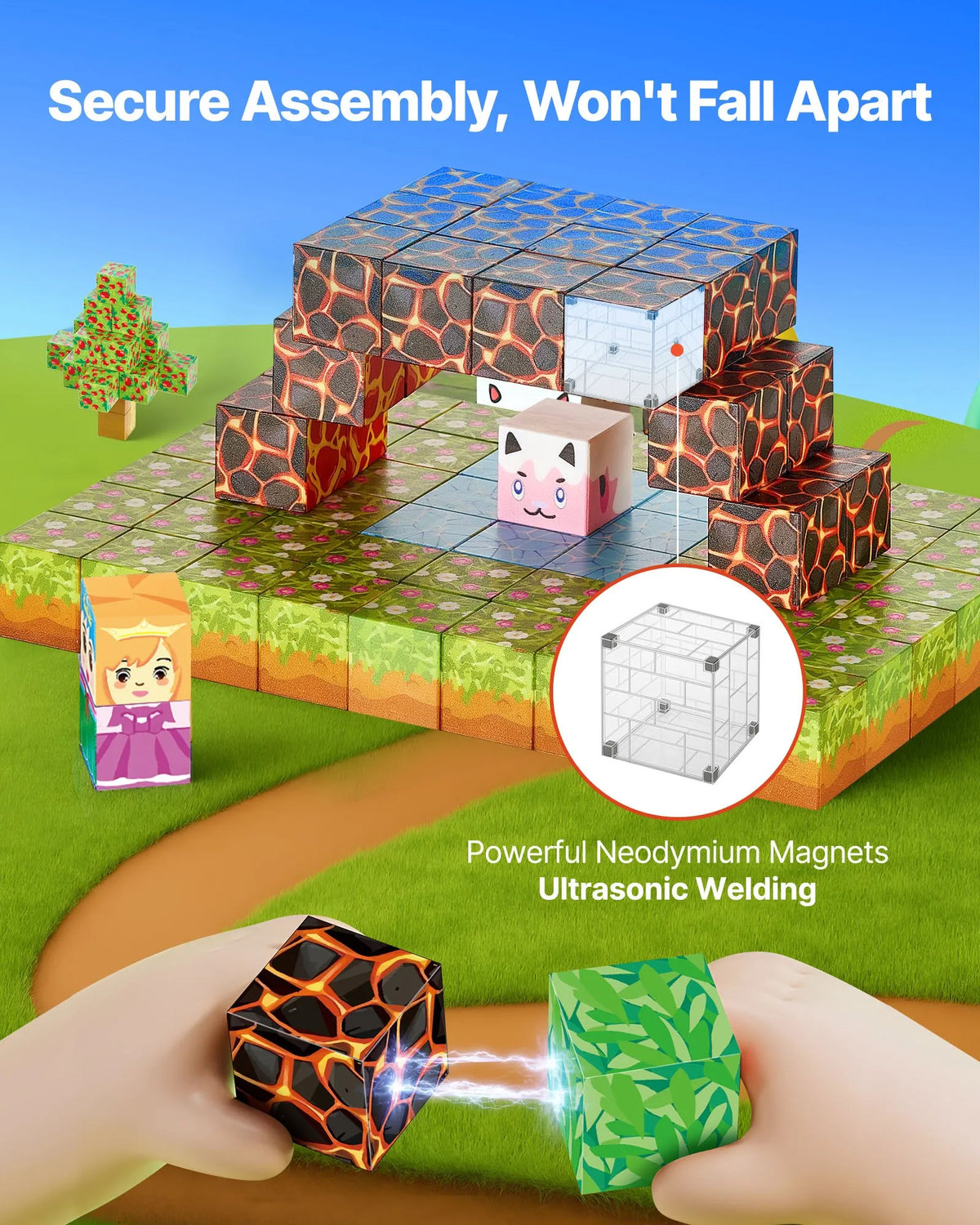 VEVOR Magnetic Building Blocks 150 Pieces Forest Castle STEM Montessori 3+ Years