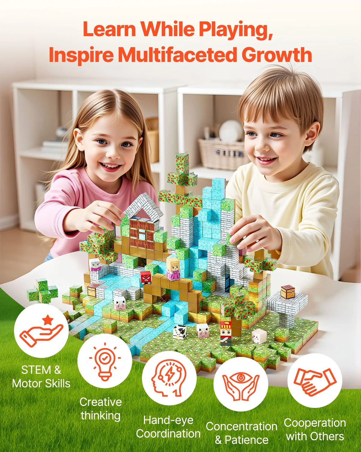 VEVOR Magnetic Building Blocks 150 Pieces Forest Castle STEM Montessori 3+ Years