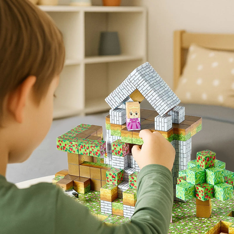 VEVOR magnētisko būvkluču komplekts, 150 gab., Forest Castle tematika, STEM Montessori attīstošās rotaļlietas bērniem, konstrukciju un kaudzē likšanas rotaļlieta zēniem un meitenēm no 3+ gadiem, lieliska dāvana svētkos