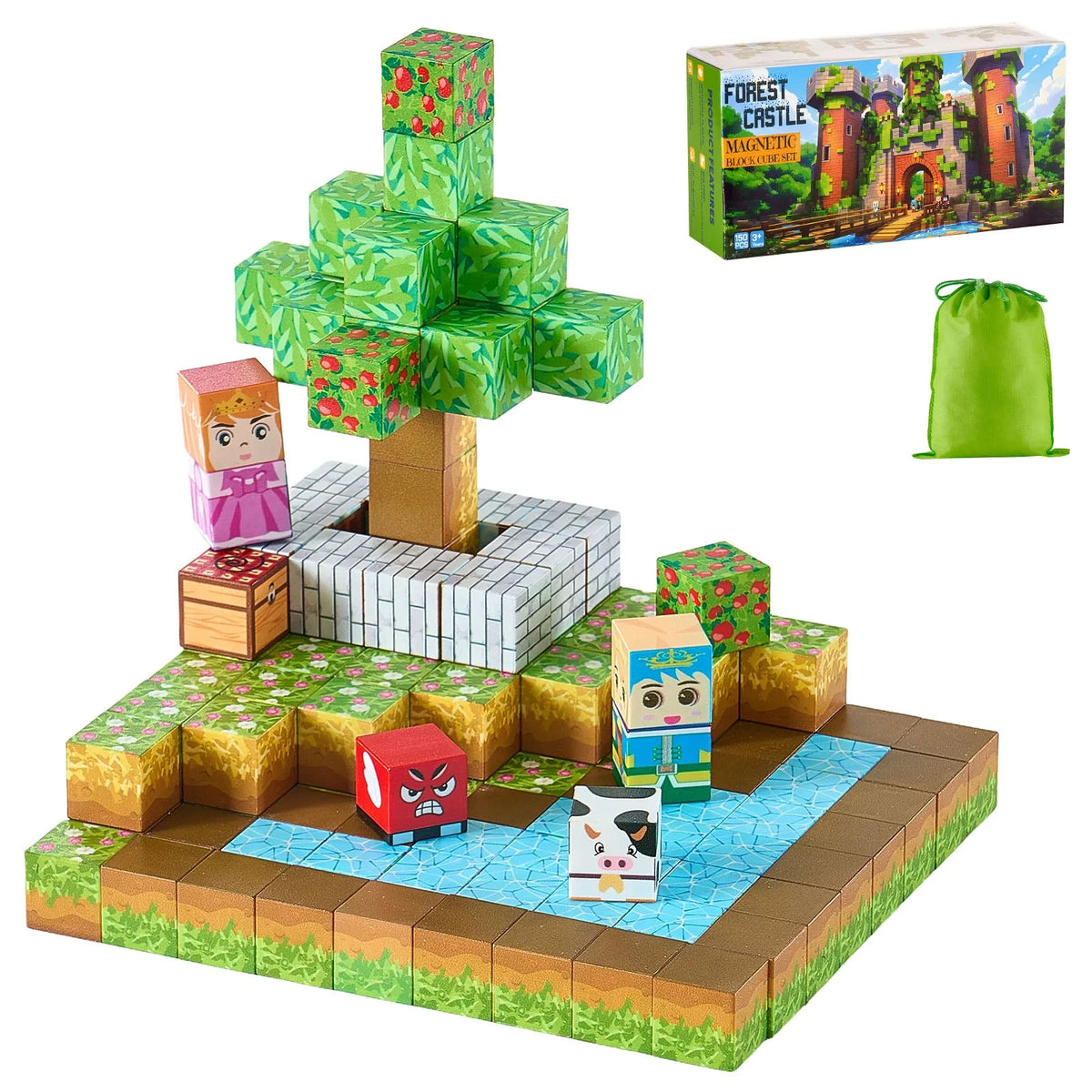 VEVOR Magnetic Building Blocks 150 Pieces Forest Castle STEM Montessori 3+ Years