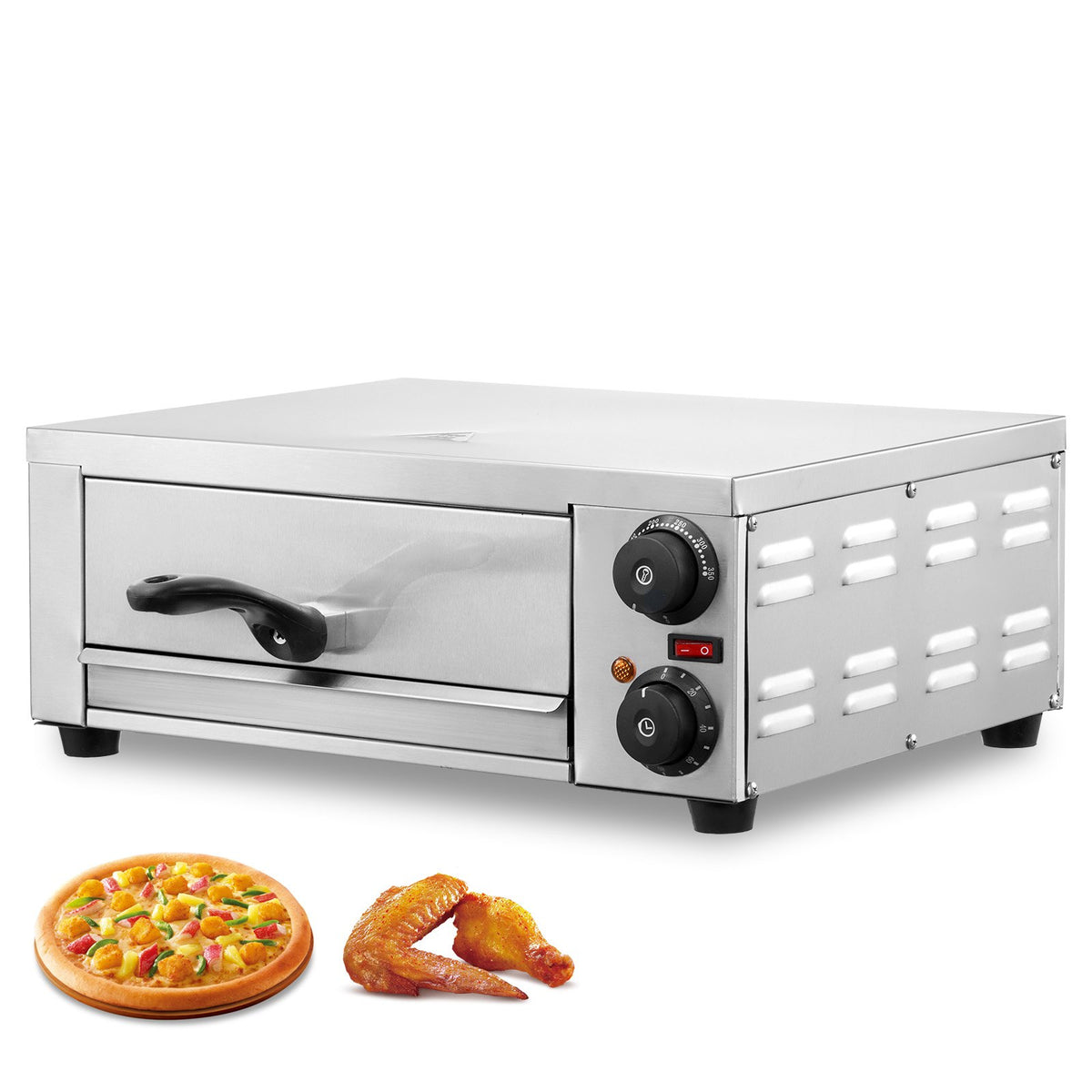 VEVOR Electric Pizza Oven 30 cm, 1500 W, Adjustable Temperature, 120 min Timer