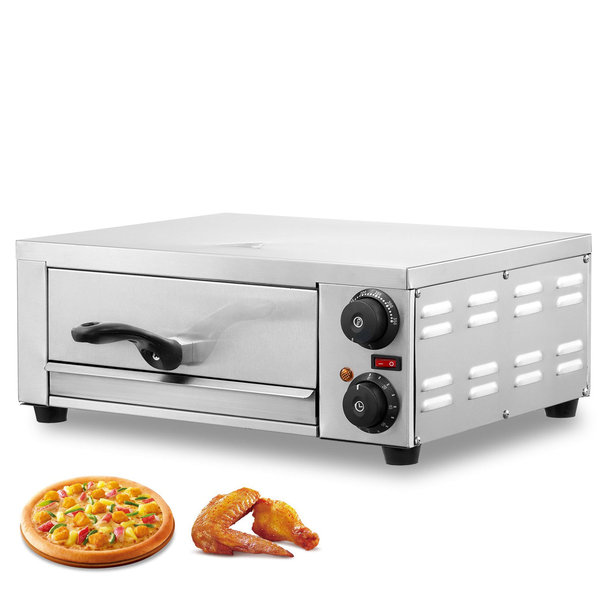 VEVOR Electric Pizza Oven 30 cm, 1500 W, Adjustable Temperature, 120 min Timer