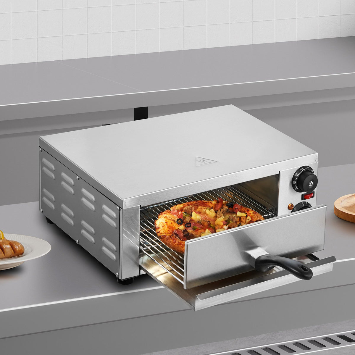 VEVOR Electric Pizza Oven 30 cm, 1500 W, Adjustable Temperature, 120 min Timer