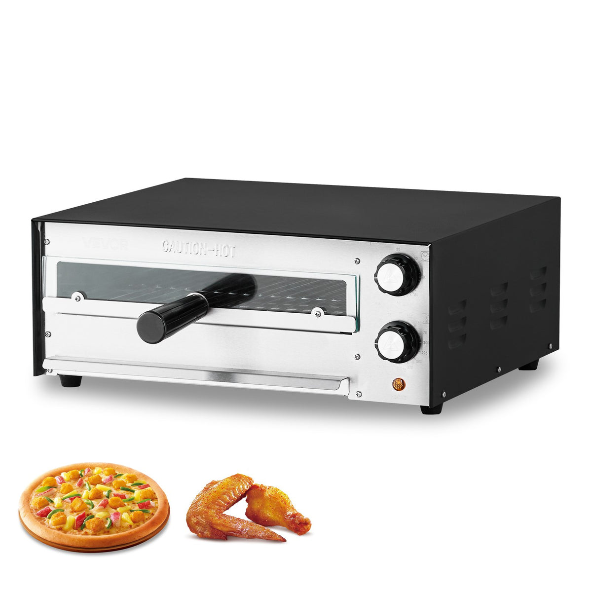VEVOR Electric Pizza Oven 30 cm, 1450 W, Dual Heating Tube, with Timer and Crumb Tray, Tabletop