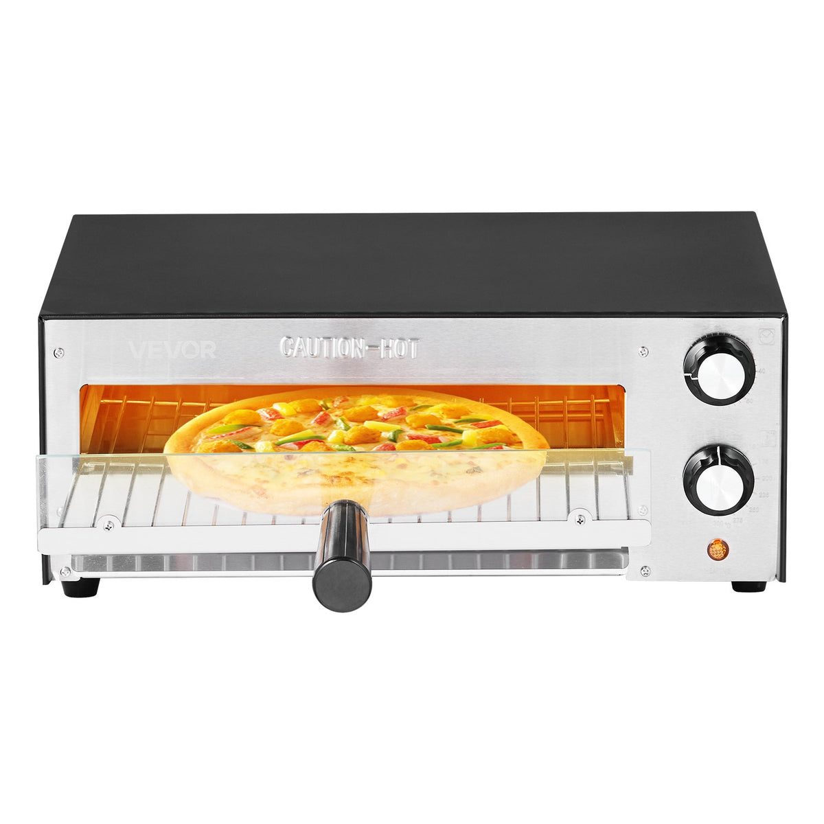 VEVOR Electric Pizza Oven 30 cm, 1450 W, Dual Heating Tube, with Timer and Crumb Tray, Tabletop
