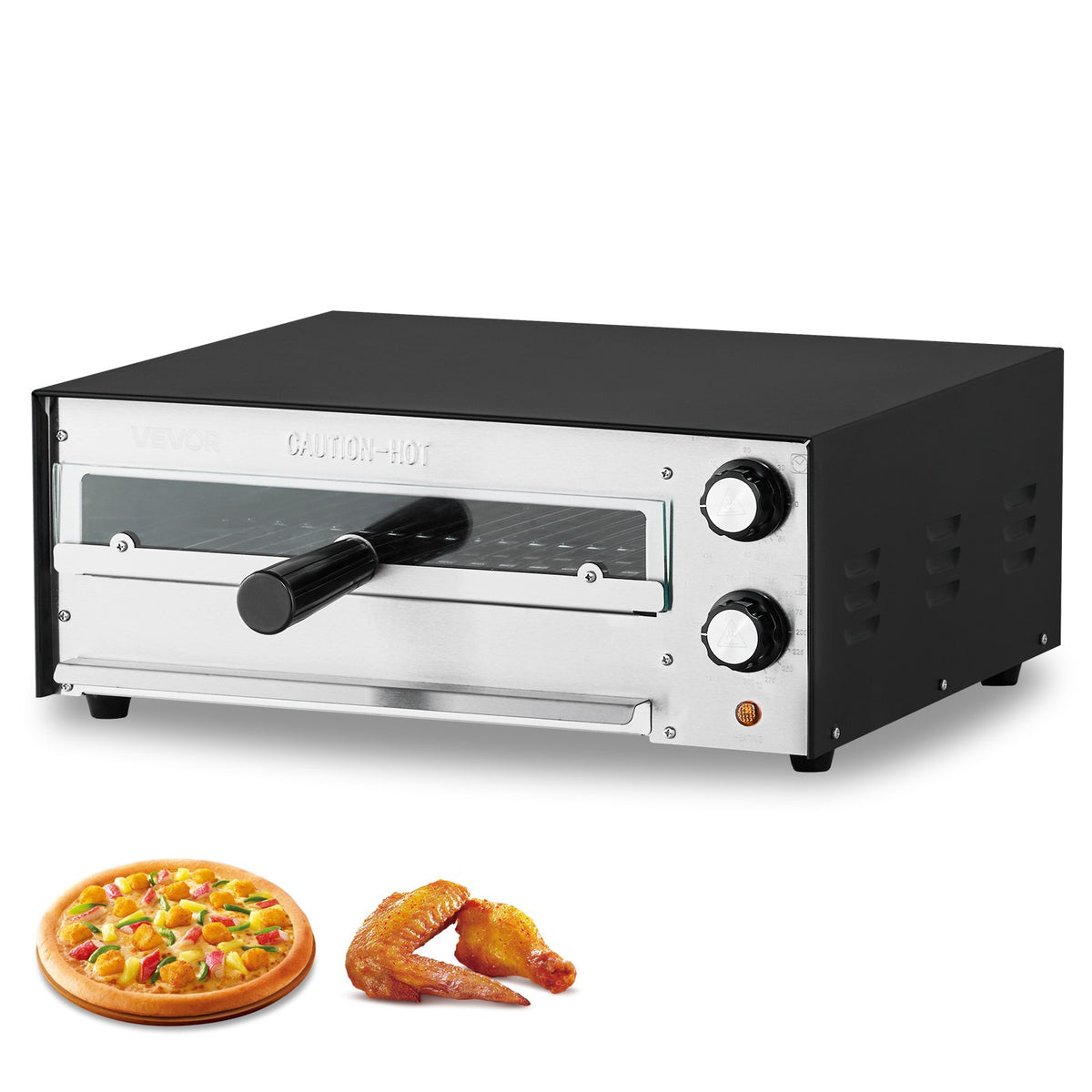 VEVOR Electric Pizza Oven 30 cm, 1450 W, Dual Heating Tube, with Timer and Crumb Tray, Tabletop