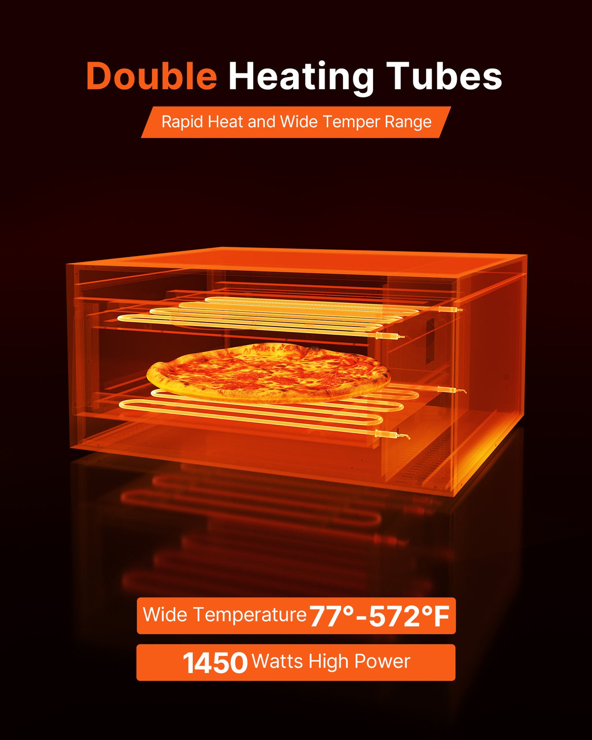 VEVOR Electric Pizza Oven 30 cm, 1450 W, Dual Heating Tube, with Timer and Crumb Tray, Tabletop