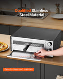 Elektriskā picas krāsns, 30 cm galda virsmas, 1450 W, temperatūras un taimera regulēšana, dubultā sildcaurule, drupaču trauks