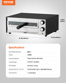 Elektriskā picas krāsns, 30 cm galda virsmas, 1450 W, temperatūras un taimera regulēšana, dubultā sildcaurule, drupaču trauks