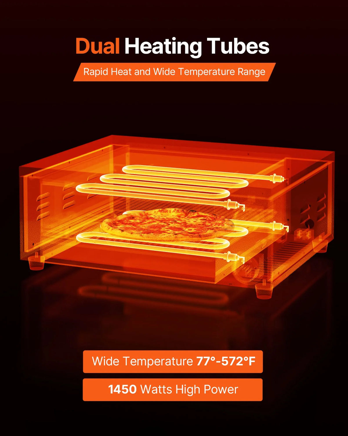 VEVOR elektriskā picas krāsns 30 cm, 1450 W, 25–300 °C, ar taimeri un grila resti, galda